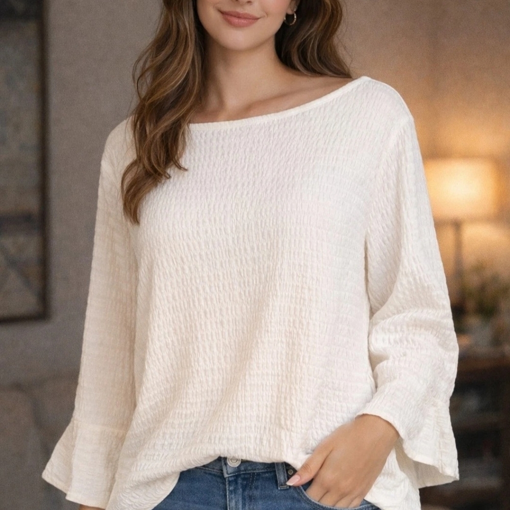 Ruby Rd. Off-White Textured Blouse - image 4